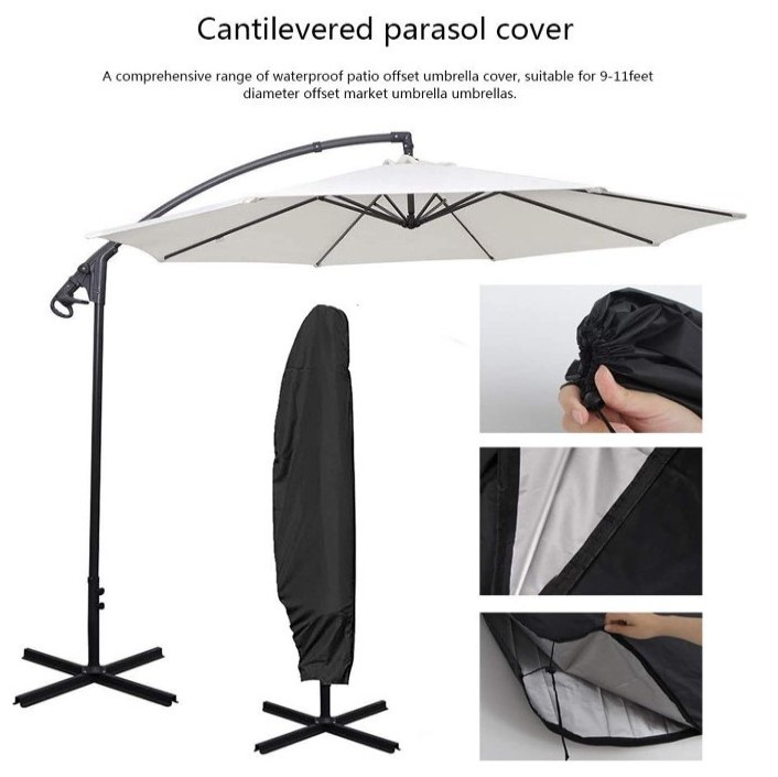 Uplion Aluminium Outdoor Garden 3M Hanging Cantilever Banana Patio Umbrella  Wall Pool Side Stand Post Pole Umbrella Parasol