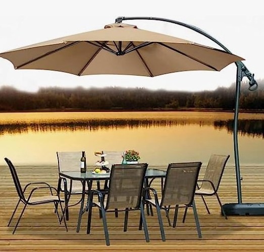 Uplion Aluminium Outdoor Garden 3M Hanging Cantilever Banana Patio Umbrella  Wall Pool Side Stand Post Pole Umbrella Parasol