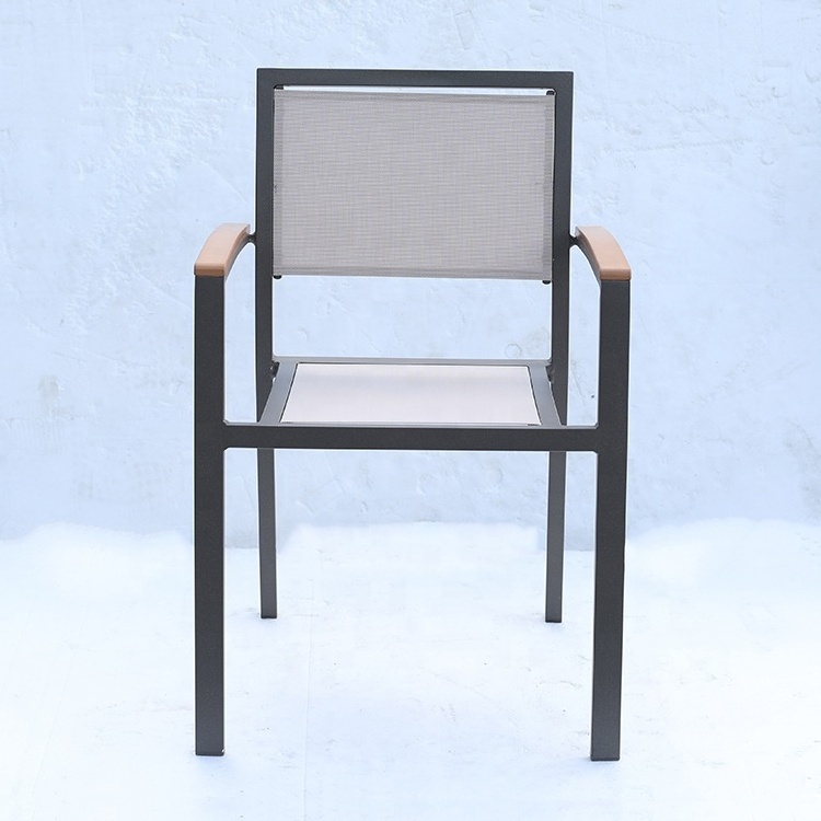 Uplion Metal Frame Chair with Plastic Wood Armrest Outdoor Patio garden furniture Dining Chair