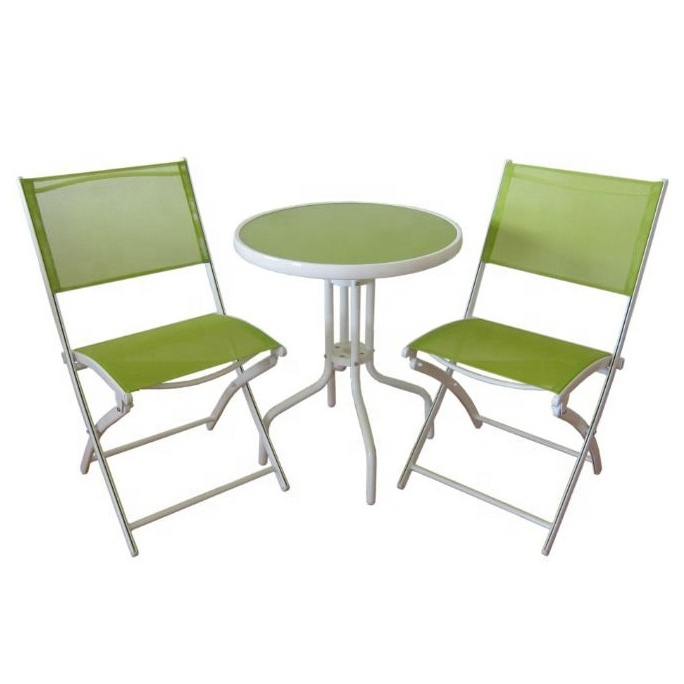 Uplion 3Pcs Garden Furniture Outdoor Foldable Table Chair Set Patio Folding Dining Table Chair Set