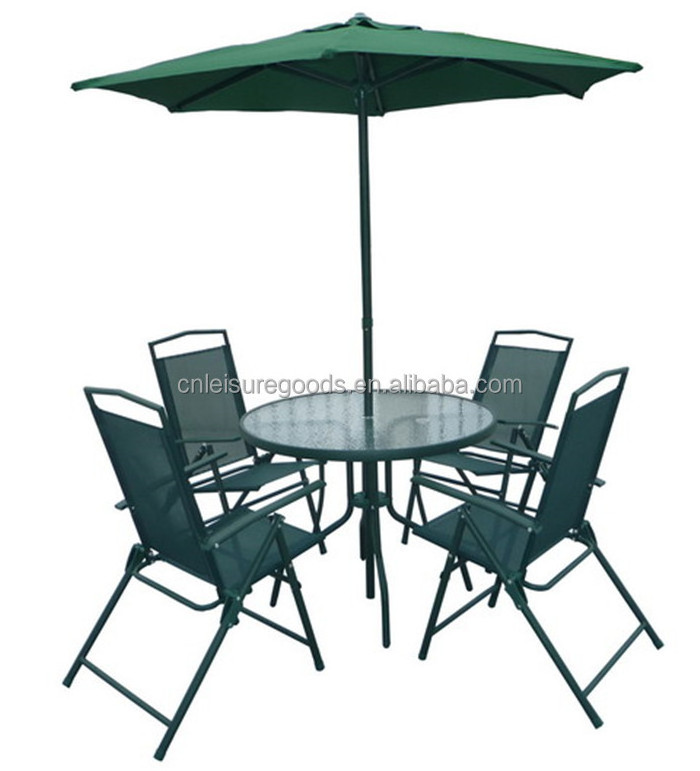 Uplion 6pcs Outdoor Sling Chair and Table Set with umbrella patio set Garden furniture set