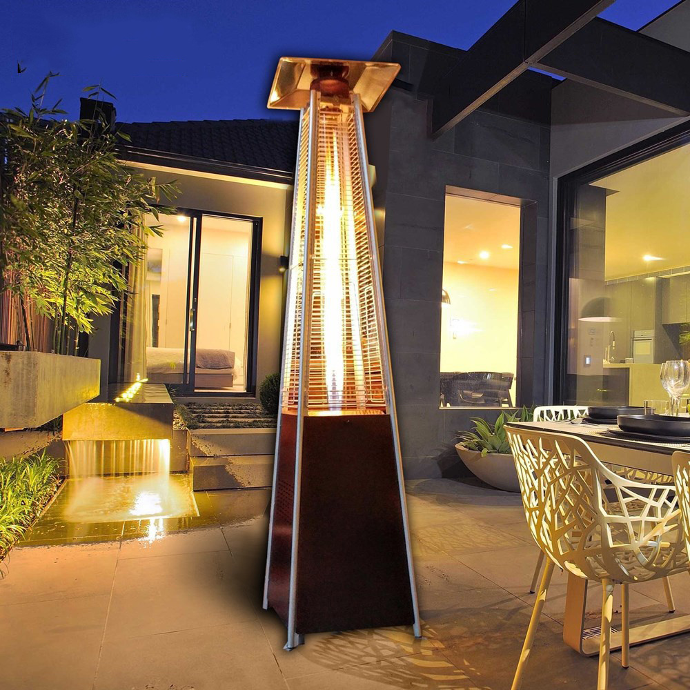 Uplion Outdoor Gas Heater With Wheels Propane  Big Power Pyramid Safety Patio Gas Heater