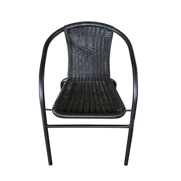 Uplion Steel Frame Cheap Outdoor Garden Wicker Bistro Rattan Chair Stacking Rattan Chair