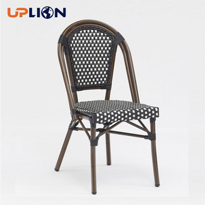 Uplion All Weather Outdoor French Bistro Bamboo Chair Aluminum Rattan Chairs Restaurant Dining Chairs