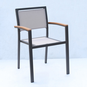 Uplion Metal Frame Chair with Plastic Wood Armrest Outdoor Patio garden furniture Dining Chair