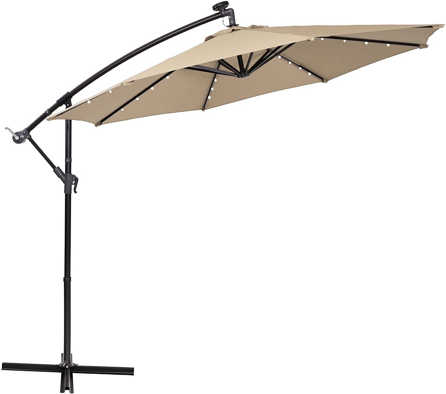 Uplion Garden Sunshade Cantilever Led Umbrella Outdoor Solar LED Light Parasol Patio Umbrellas