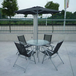 Uplion 6pcs Outdoor Sling Chair and Table Set with umbrella patio set Garden furniture set