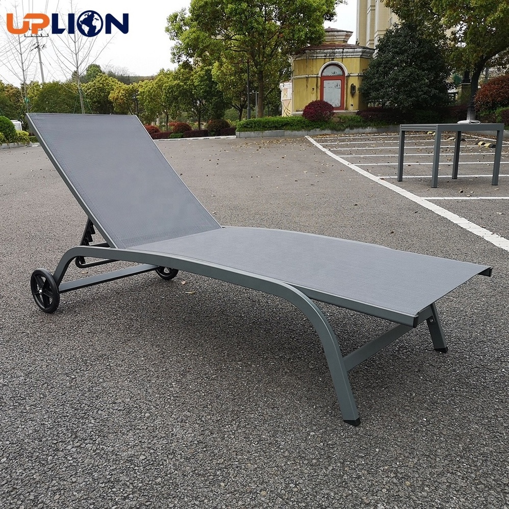 Uplion Outdoor Aluminum Beach Chair Leisure Sunbed Outdoor Sun Lounger for Pool Side