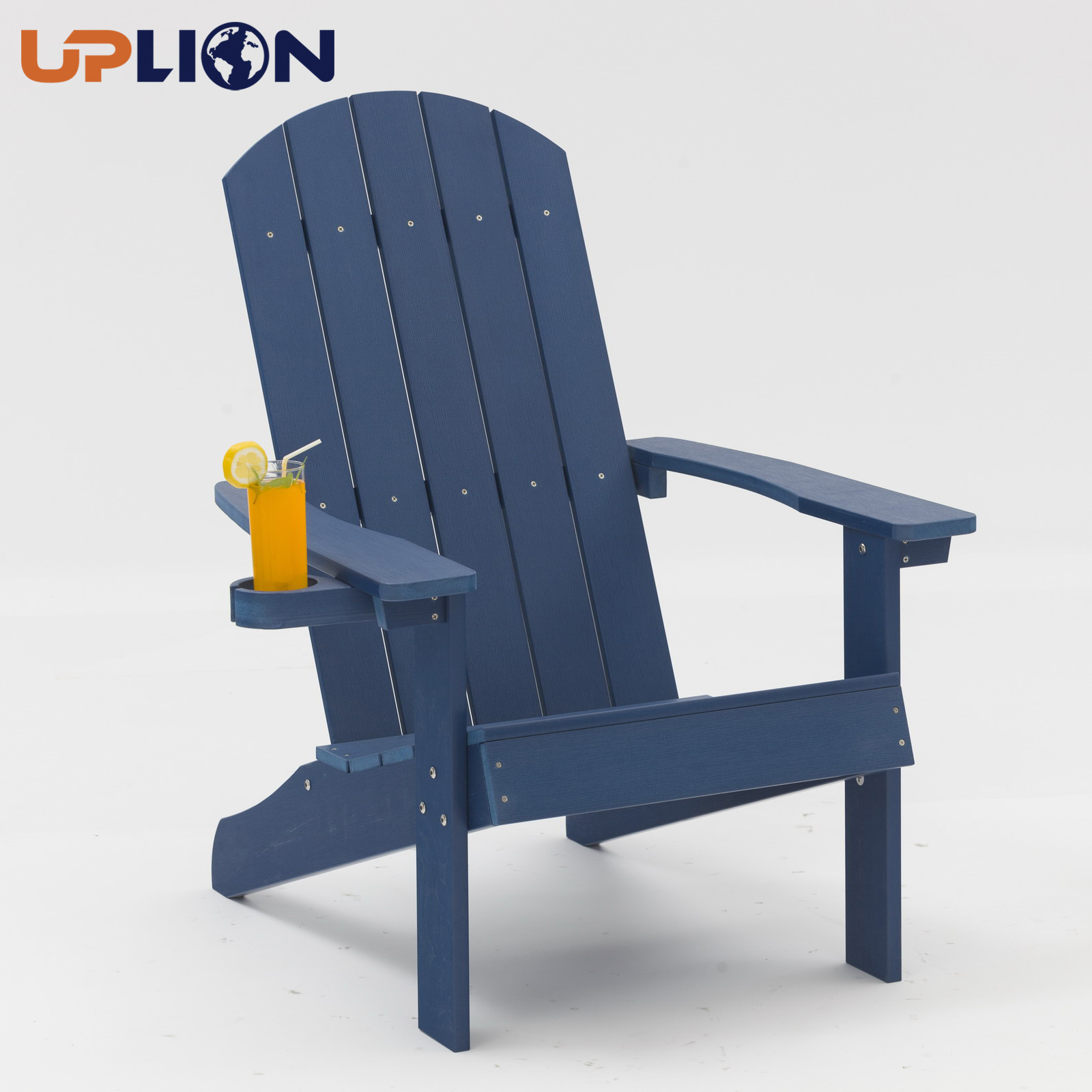 Uplion All Weather Beach Chair Classic Outdoor Plastic Wood Chair with Cup Holder Adirondack Chair