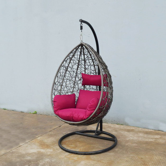 Uplion Steel Patio Hanging Rattan Swing Garden Wicker Egg Chair With Stand