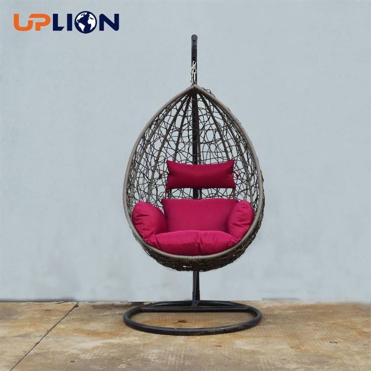 Uplion Patio Elegant Outdoor Furniture Rattan Wicker Metal Garden Swing Chair With Stand