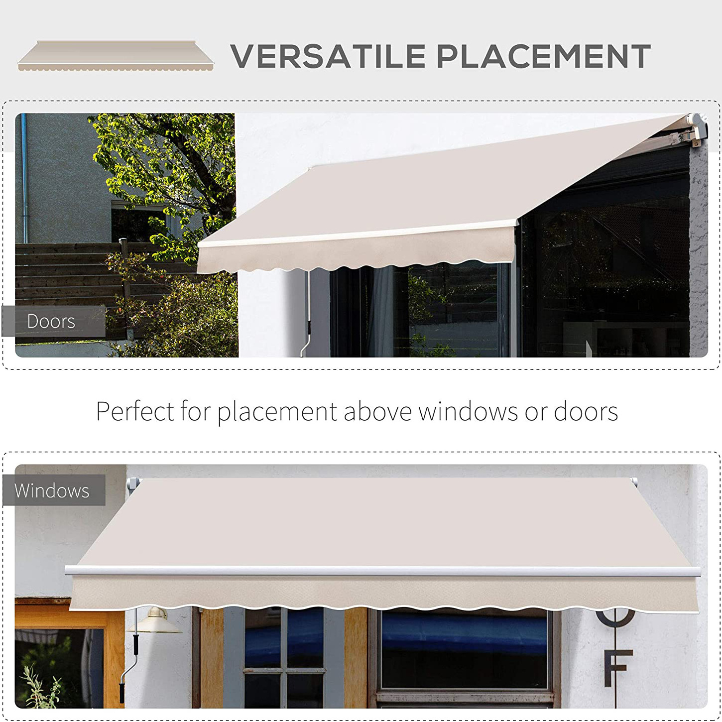 Uplion Patio Retractable Awning Manual Exterior Sun Shade awning outdoor canopy