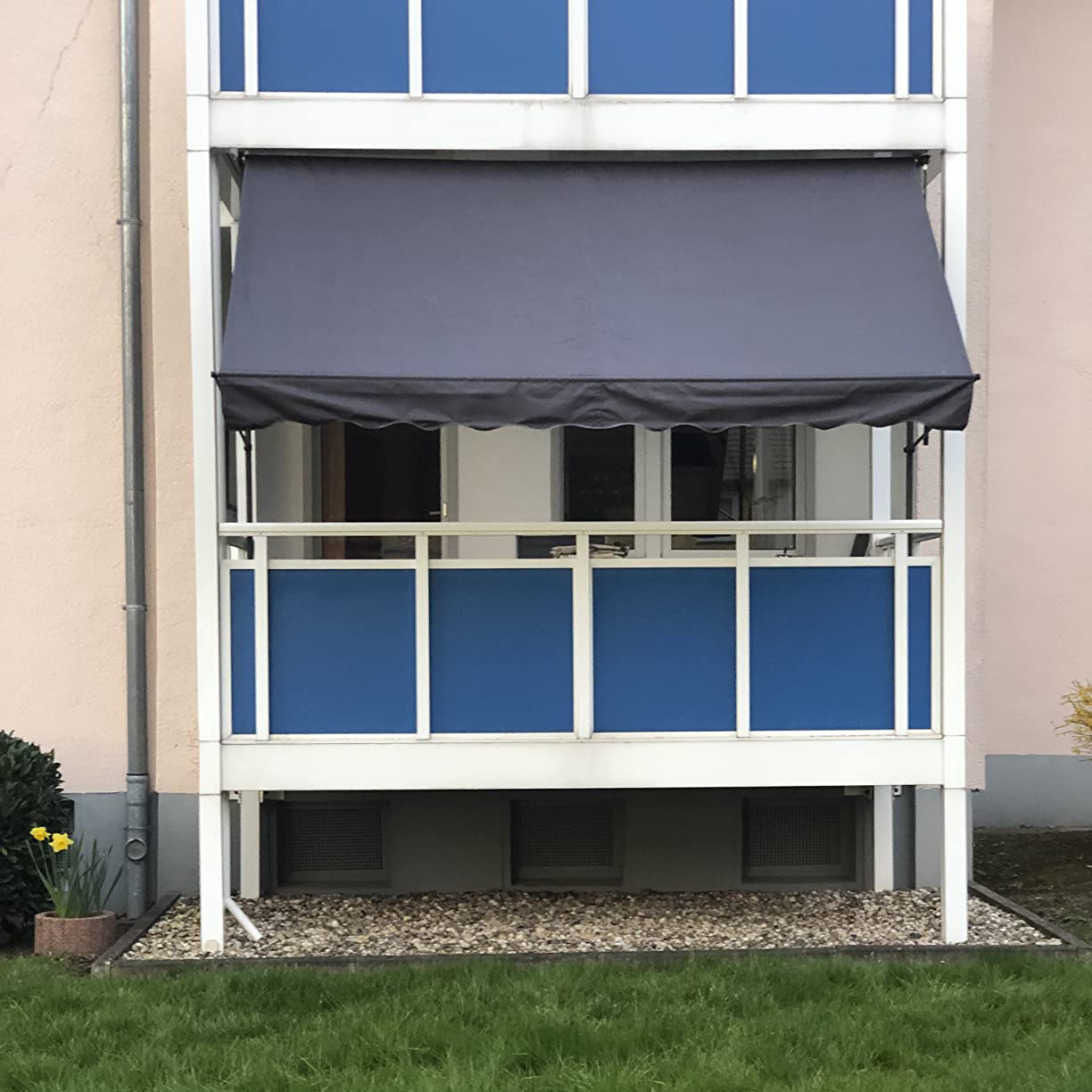 Uplion Clamp Awning with Hand Crank Height-adjustable Patio Retractable Awning Terrace Canopy Awning