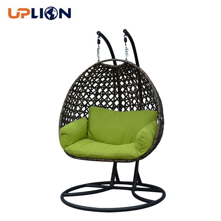 Uplion Indoor Outdoor Furniture Garden Double Seat Hanging Chair Rattan Wicker Patio Swing