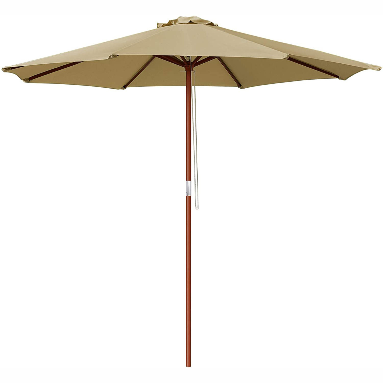 Uplion 9ft Outdoor Wooden Umbrella Market Garden Sunshade Cafe Umbrella Wooden Patio Umbrellas