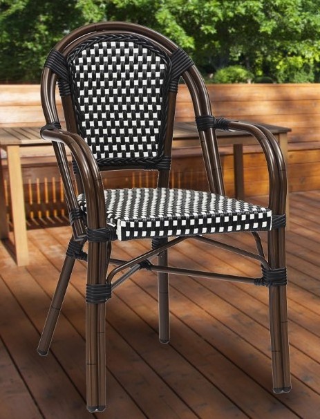 Uplion  New French style restaurant cafe furniture garden used stackable woven aluminium dining french bistro chair