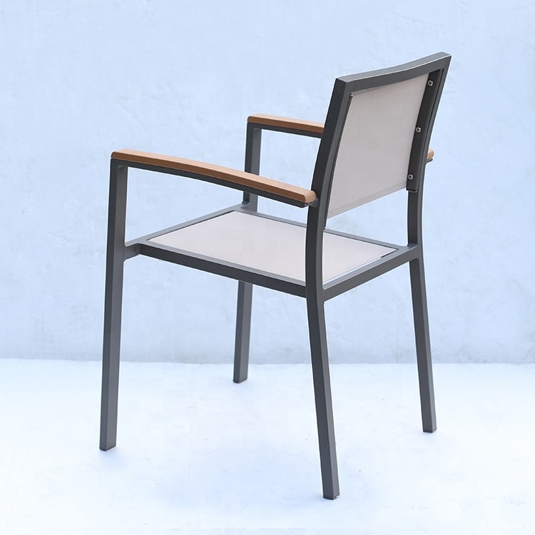 Uplion Metal Frame Chair with Plastic Wood Armrest Outdoor Patio garden furniture Dining Chair