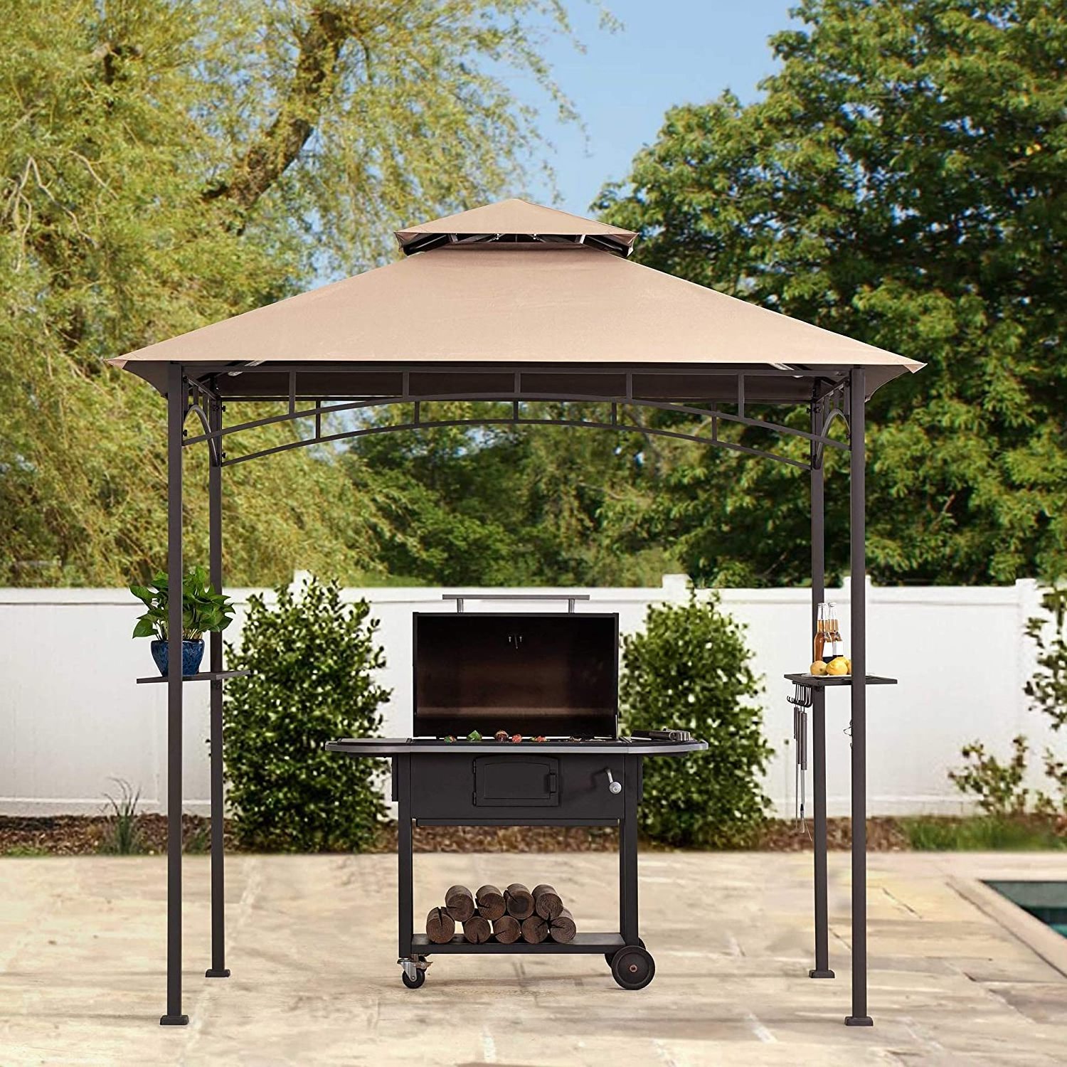 Uplion Outdoor Barbecue Tent Pavilion Patio Double Tiered Canopy BBQ Grill Gazebo