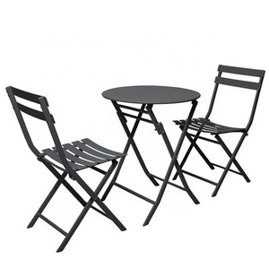 Uplion courtyard garden line outside patio french bistro table balcony set premium steel foldable outdoor furniture set