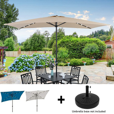 Square 3m Parasol with Led Solar Canopy Sun Shade Patio Umbrella Light