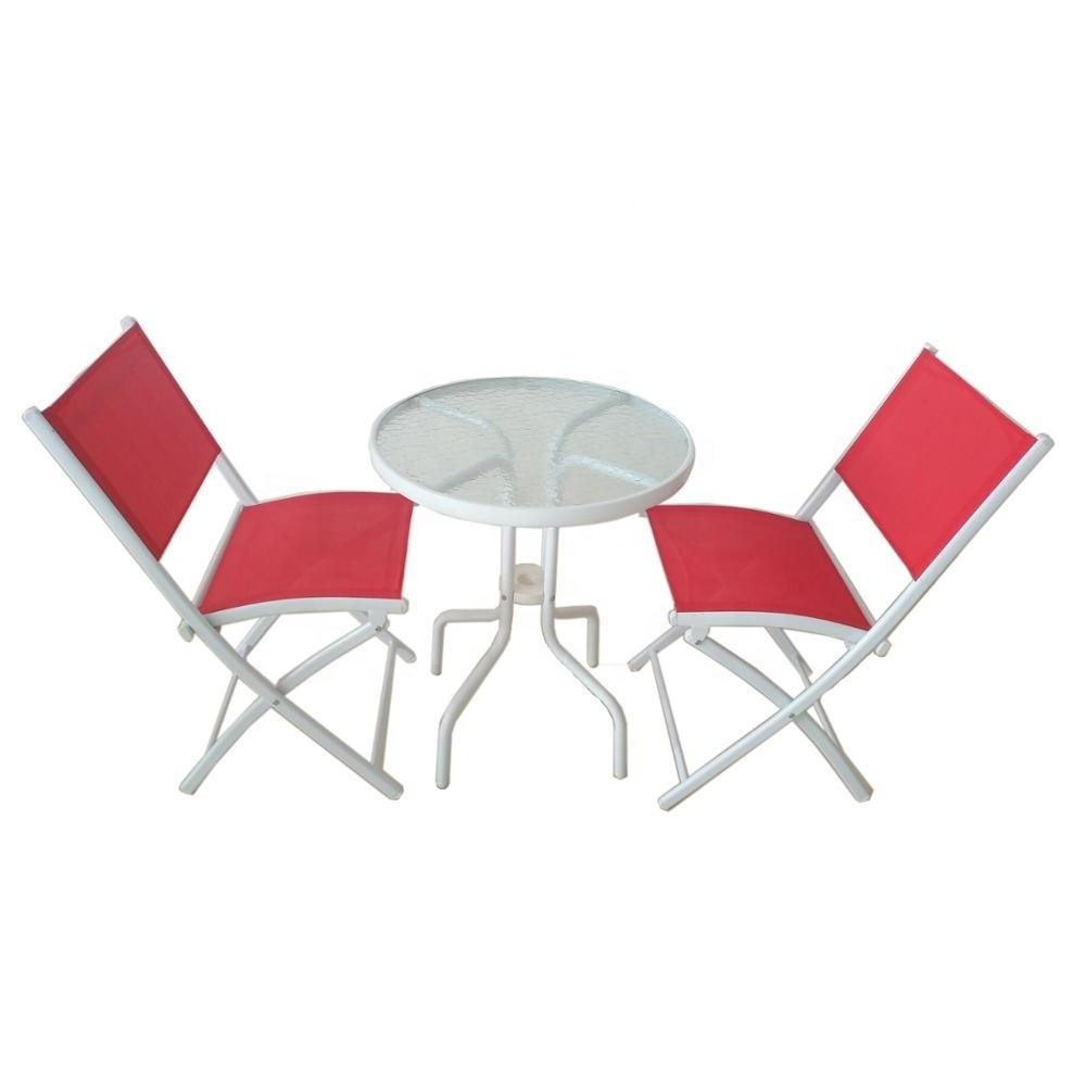 Uplion 3Pcs Garden Furniture Outdoor Foldable Table Chair Set Patio Folding Dining Table Chair Set