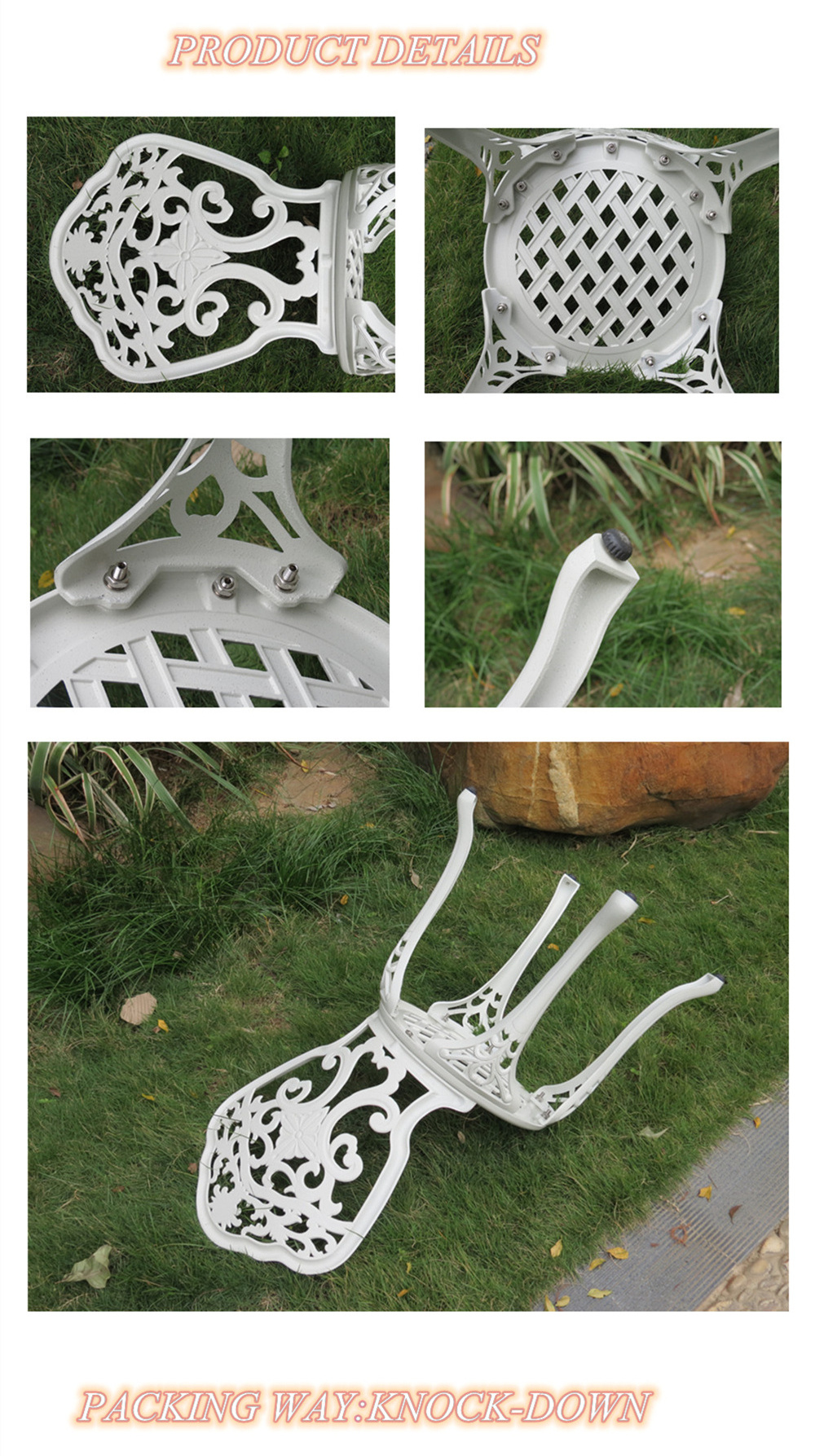 Uplion Modern Furniture Cast Aluminum Chair Outdoor Restaurant Dining Chair Patio Chairs