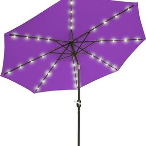 Uplion Solar LED Patio Umbrella Garden Patio Parasol LED Lighted Outdoor Table Market Umbrella with Push Button Tilt