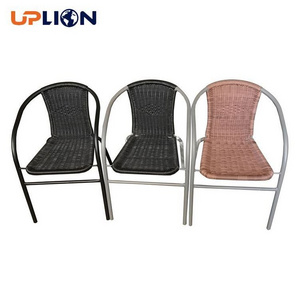 Uplion Steel Frame Cheap Outdoor Garden Wicker Bistro Rattan Chair Stacking Rattan Chair