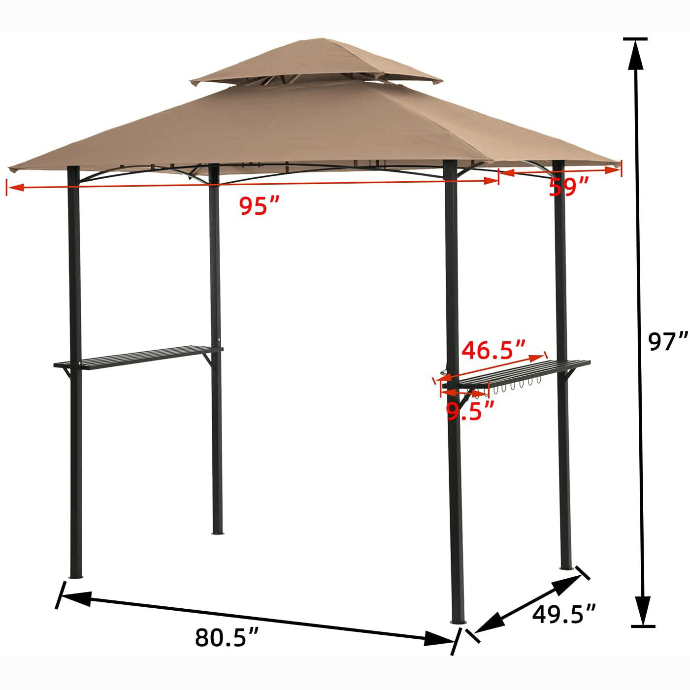 Uplion Outdoor Double Tired Canopy Tent BBQ Grill Shade Tent Garden Barbecue Grill Gazebo