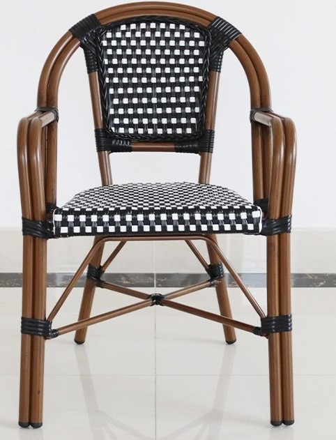 Uplion  New French style restaurant cafe furniture garden used stackable woven aluminium dining french bistro chair