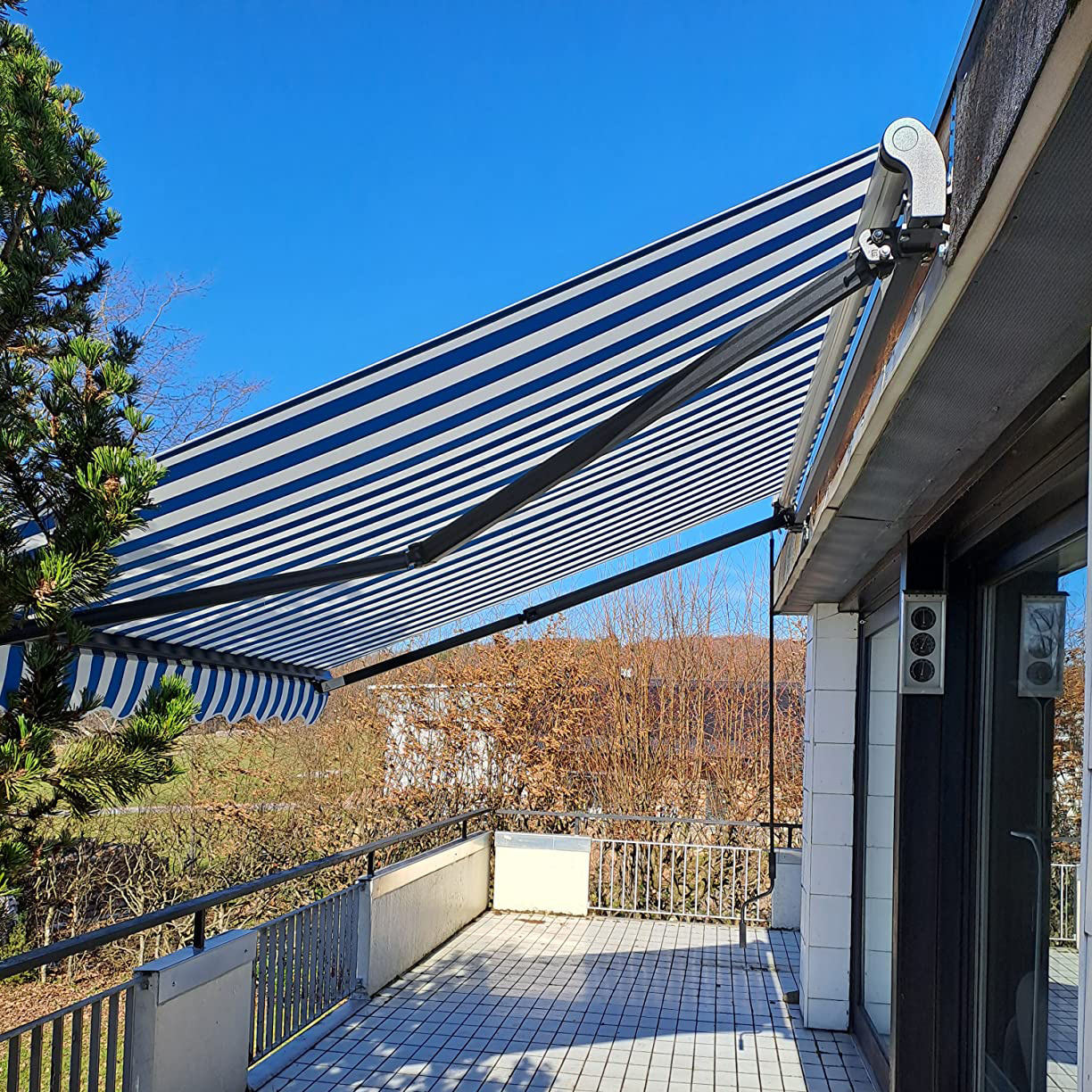 Uplion Patio Awnings Folding Arm Sunshade Aluminum Window Awning for Balcony Outdoor Retractable Awnings