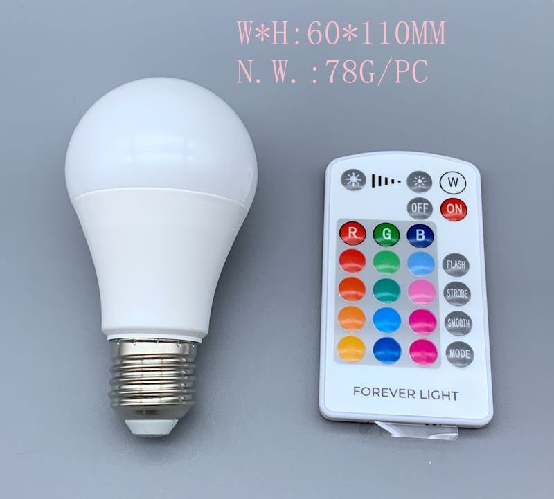 A60 A19  E27 9W dimmable RGB bulb