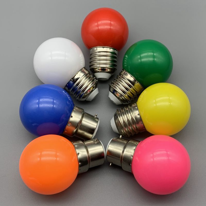 G45 LED golfball round shape red blue yellow green orange white pink colorful garden string light bulb