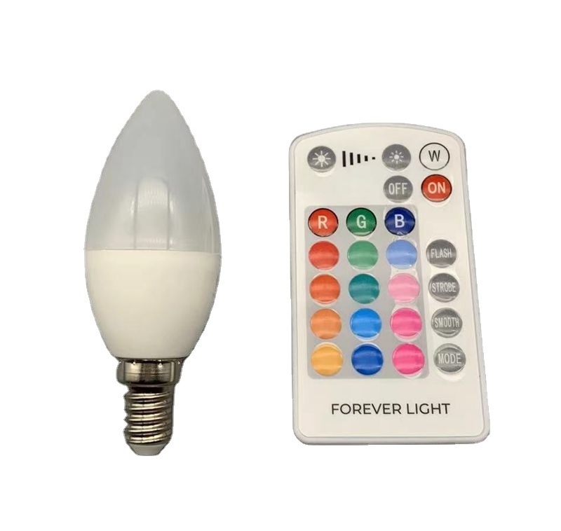 C37 dimmable & RGB color changing E14 5W candle bulb