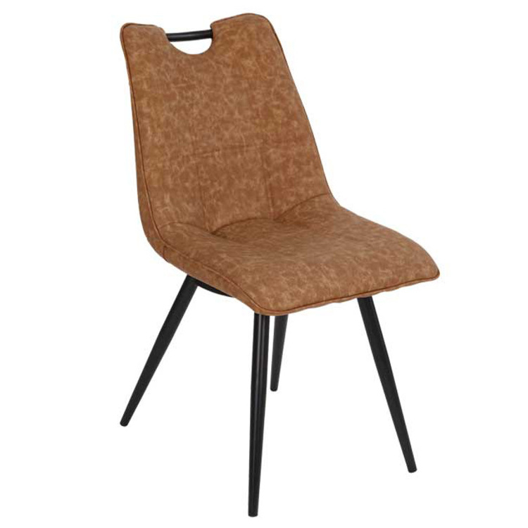 Free Sample Swivel Brown Top Grain Arm Modern Upholstered Black Pu Faux Woven Gray Seat Leather Dining Chair For Dining Room