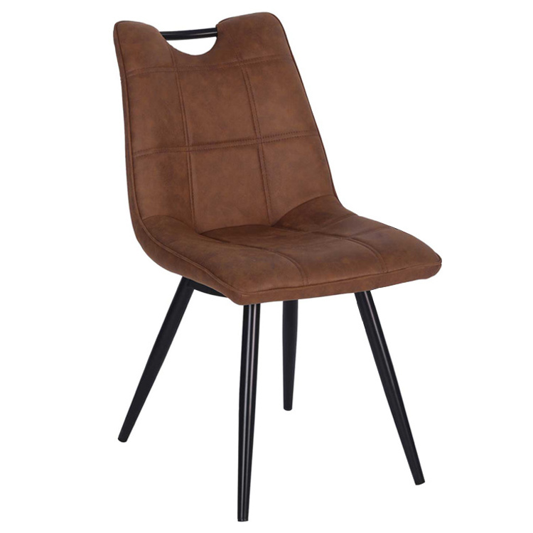 Free Sample Swivel Brown Top Grain Arm Modern Upholstered Black Pu Faux Woven Gray Seat Leather Dining Chair For Dining Room