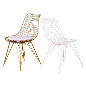 Free Sample Metal Gold Dining Steel Mesh Iron Black Modern Rose White Plastic Copper Dine Frame Luci Outdoor Wire Chair