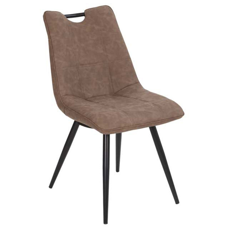 Free Sample Swivel Brown Top Grain Arm Modern Upholstered Black Pu Faux Woven Gray Seat Leather Dining Chair For Dining Room