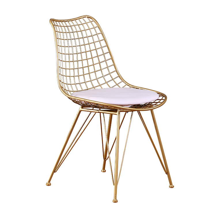 Free Sample Metal Gold Dining Steel Mesh Iron Black Modern Rose White Plastic Copper Dine Frame Luci Outdoor Wire Chair