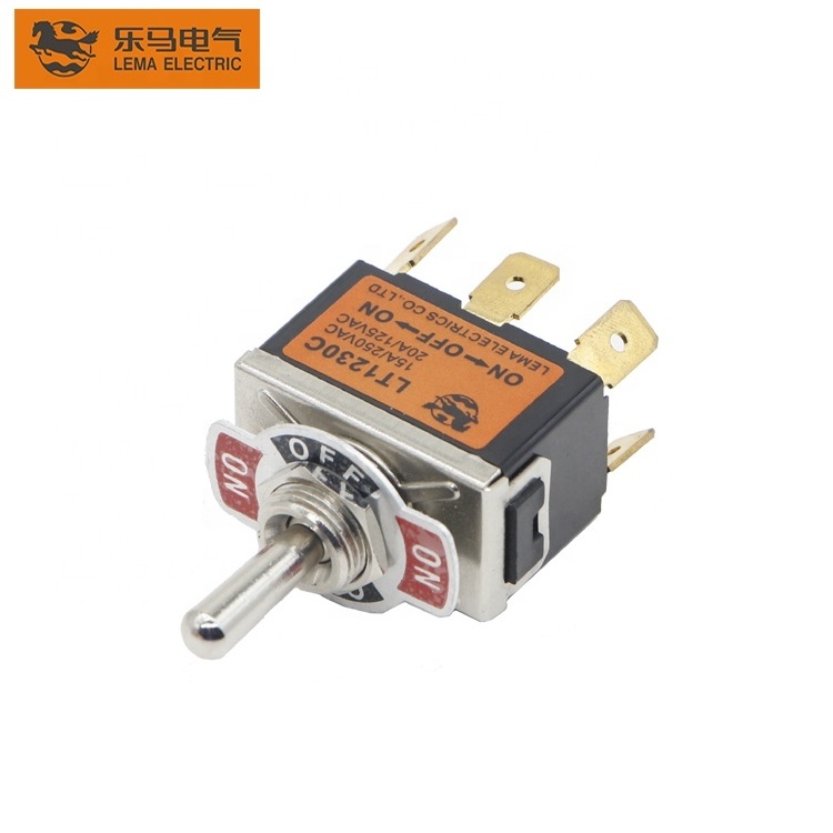 Lema LT1230C ON-OFF-ON 3 way 6 pin  DPDT Heavy Duty Toggle Switch Momentary Switch