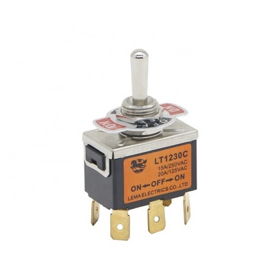 Lema LT1230C ON-OFF-ON 3 way 6 pin  DPDT Heavy Duty Toggle Switch Momentary Switch