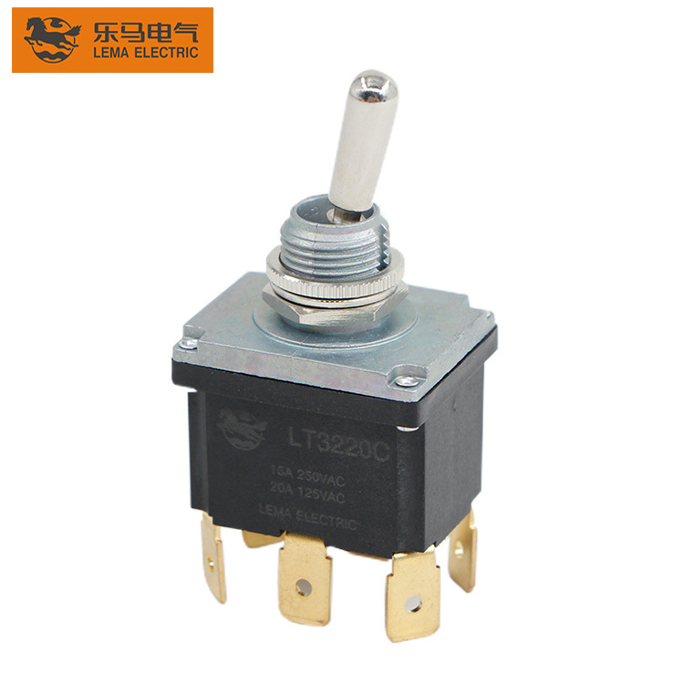 Lema LT3220C on-on 2 way 6 pin waterproof toggle switch with cover IP67 momentary switch rocker switch