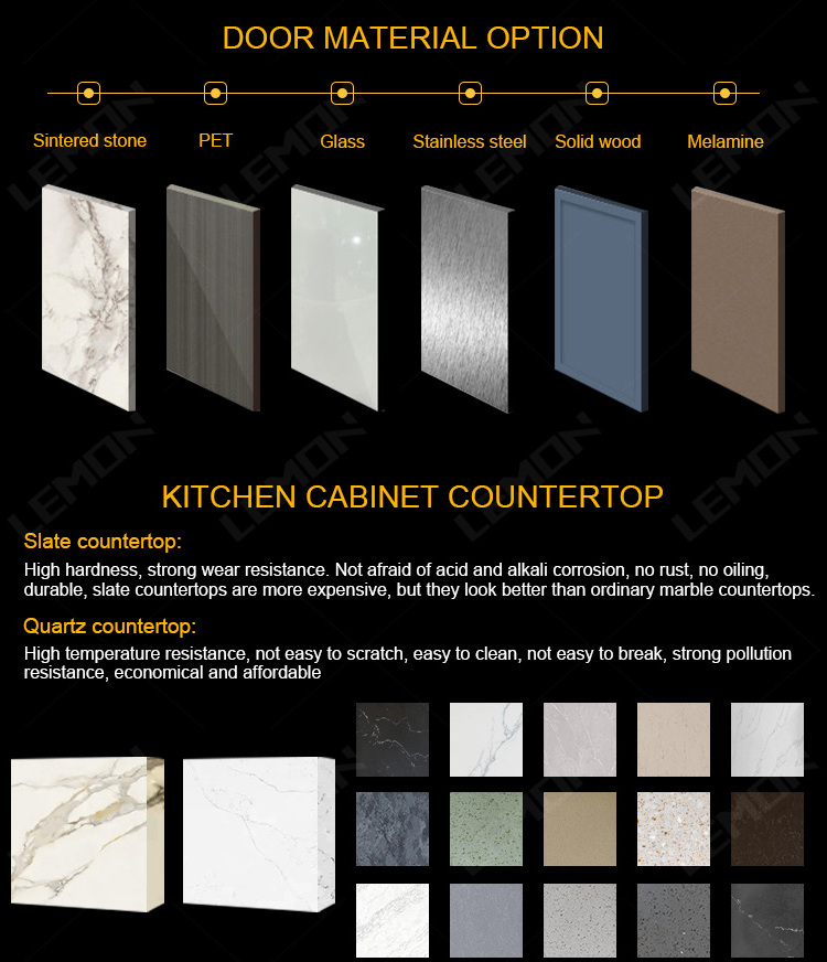 Lemon Modern Kitchen Cabinets MDF Wood Pantry Matt Color Design Kitchen Modern U shaped Kitchen Cabinet