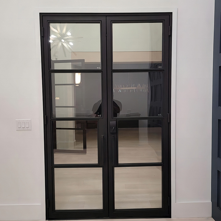 Hot sale villa exterior aluminum door waterproof hurricane impact front door glass french door