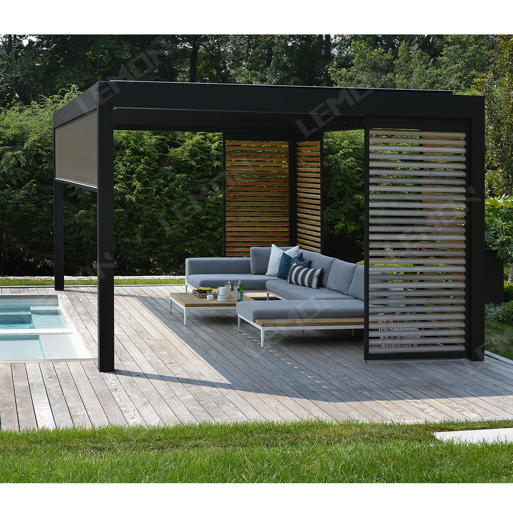 Pergola 3x6m Curved Bracket Pergola Electric Gazebo Retractable Motorized Pergola Bioclimatica Aluminium