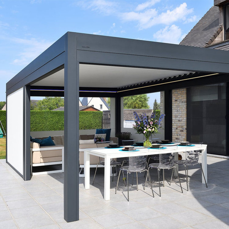 Outdoor gazebo Pergola Louver Roof System Kits Custom Size Luxury Garden aluminum alloy Gazebos