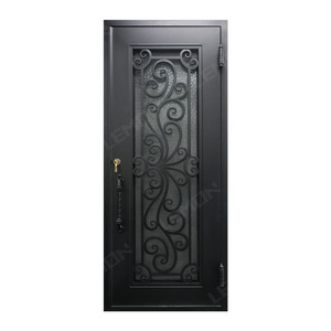 Outdoor Main Entrance Metal Security Doors iron grill door designs Modern Exterior Safety Double iron single door design