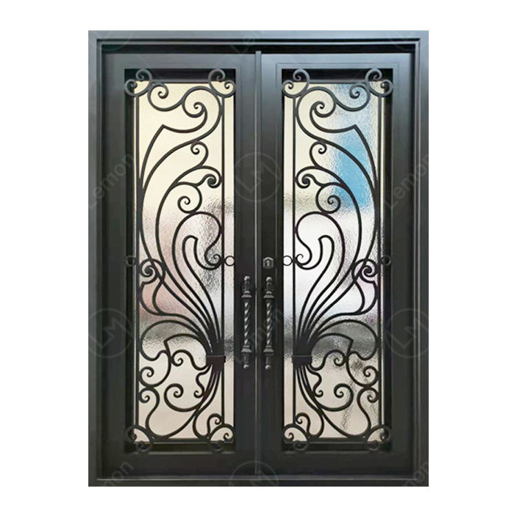 Hot Sale Designed Modern Exterior Arches Double Front Main Wrought Iron Exterior Door Design