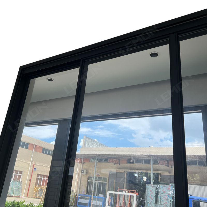 Slim frame black sliding glass doors patio interior room divider partition frosted glass sliding door system