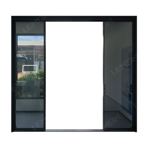 Slim frame black sliding glass doors patio interior room divider partition frosted glass sliding door system